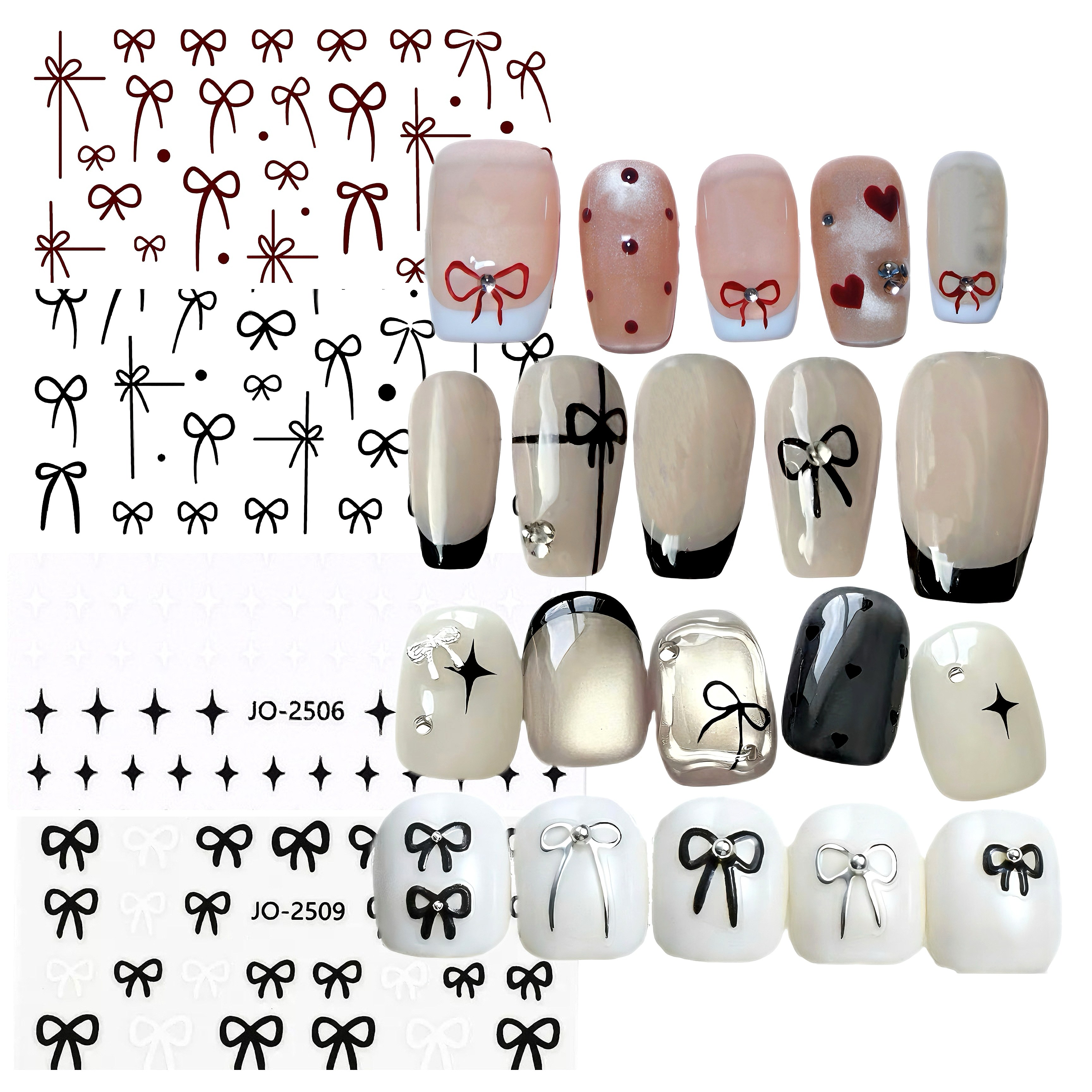 별라 엠보 입체 네일 스티커 별 리본 4종 세트 7,270원