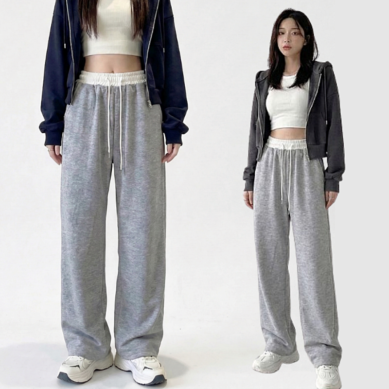 미사813 여성 키작녀 배색 일자 조거 트레이닝 바지 밴딩 츄리닝 팬츠 19,000원