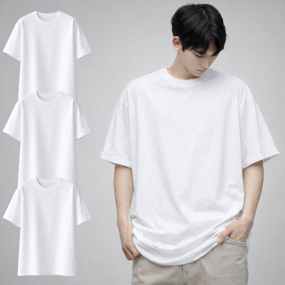 하트플로우 남녀공용 16수 헤비 코튼 오버핏 라운드넥 반팔 티셔츠 1+1+1 30,600원