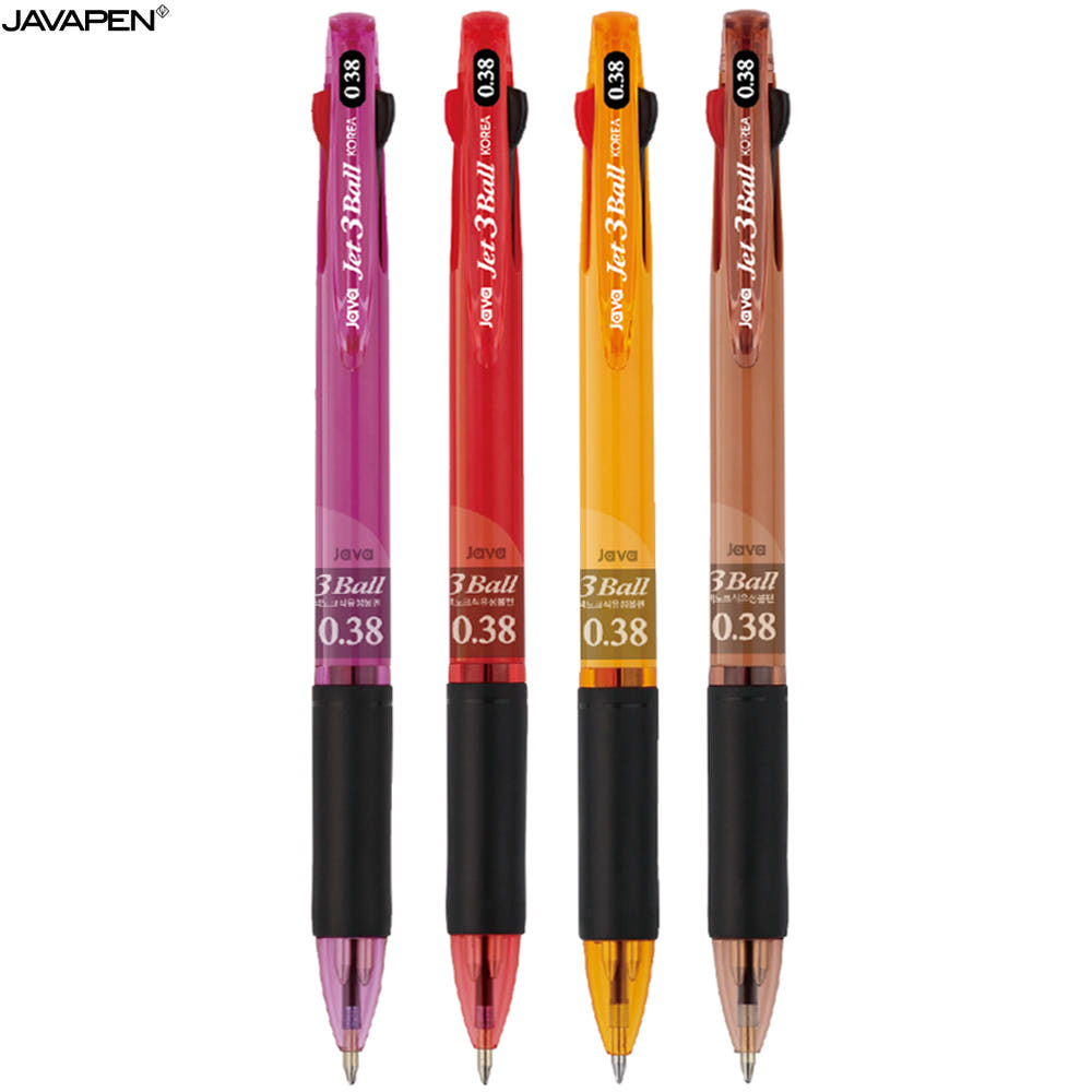 [자바펜] 제트3볼 0.38mm 유성 3색볼펜, 1개, 바디 색상 레드 870원