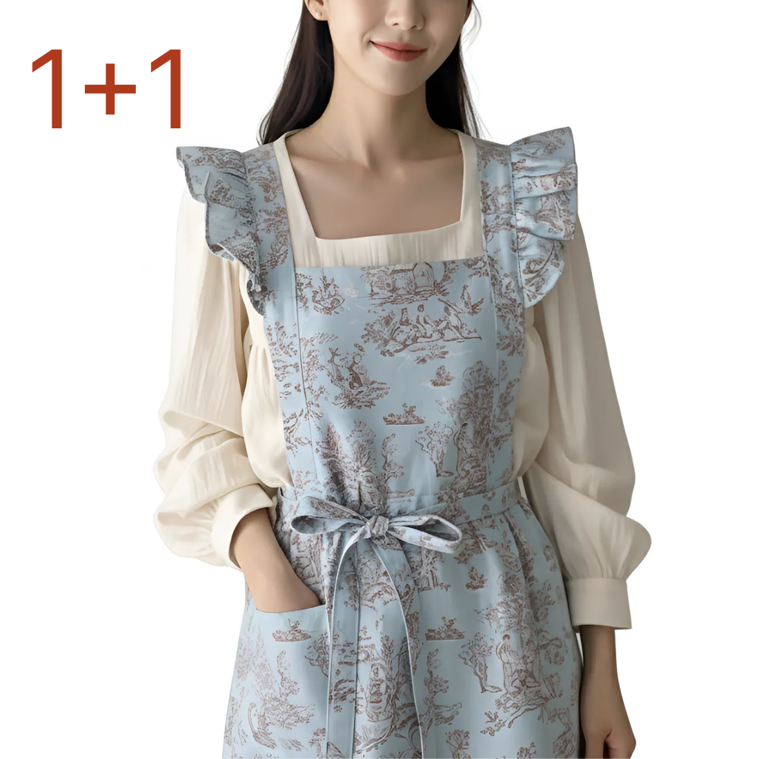 홈꼬세르 프릴 앞치마 뜨왈 코튼100% 방수 카페 앞치마, 1개, 3 블루 가든 토일 32,940원