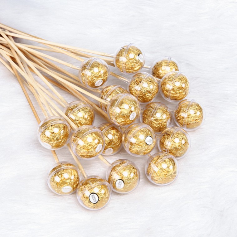 사탕꽃다발 만들기 재료 페레로로쉐 초콜릿 포장 파티 기념일 이벤트 선물 DIY 10개입, 원형케이스+나무막대+와이어전구, 단일상품 6,810원