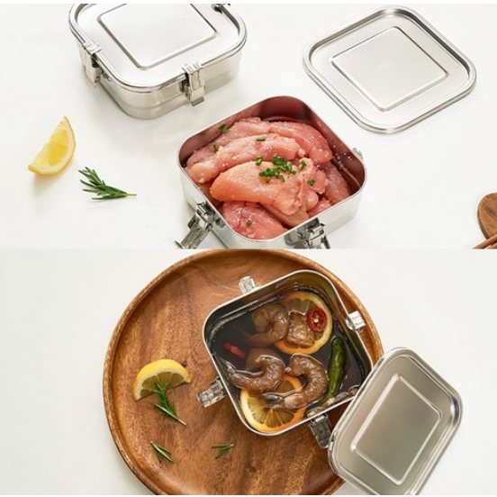 리빙글로리 에스락 정사각 스테인데스 찬통 500ml 2개 + 820ml 47,900원