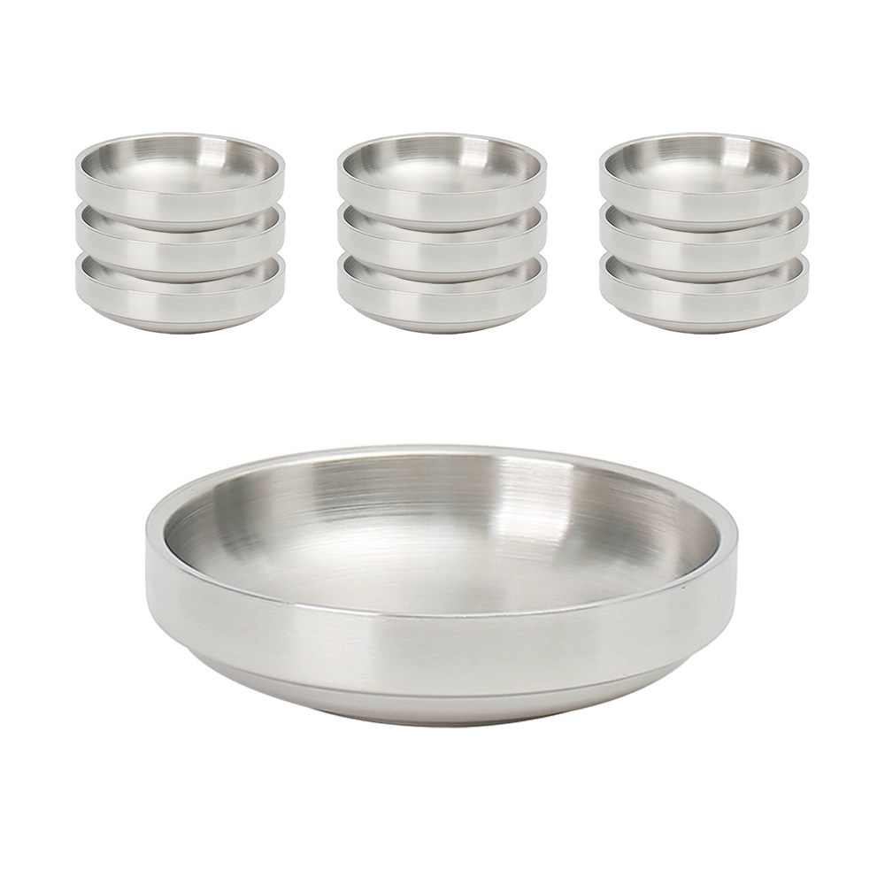 진성 가벼운 올 샤틴 이중 스텐 찬기 겹겹이 쌓을수 있는 원형 반찬기 세트, 10개 24,500원