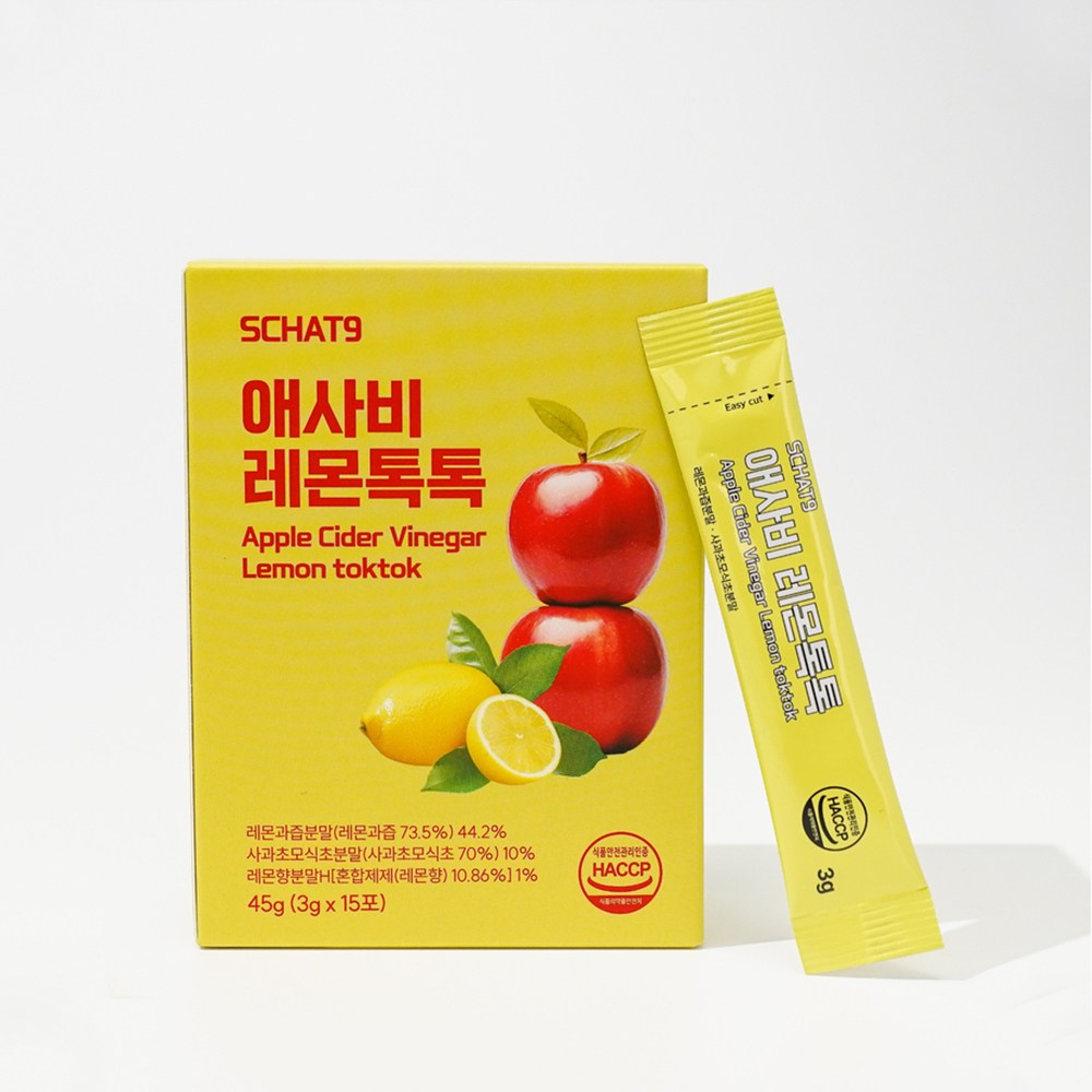 스캇나인 애사비 레몬톡톡 스틱 애플사이다비니거 레몬즙 분말, 1개, 45g 17,900원