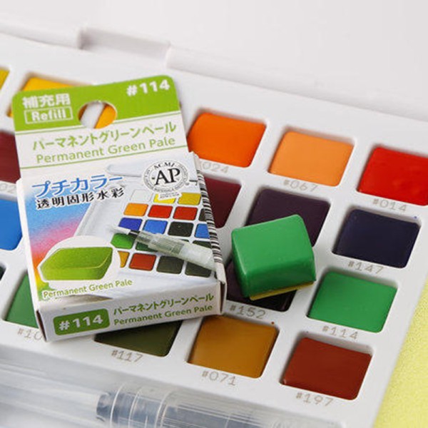 고체물감 사쿠라 쁘띠 컬러 하프 팬 수채화 페인트 48 색 단색 케이크 일본 10,700원