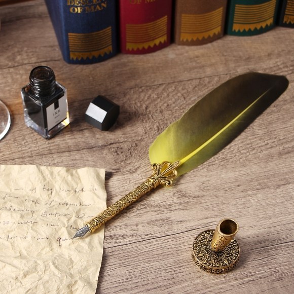 루아 퀼 구스 깃털 만년필 세트(다크옐로우) 19,500원