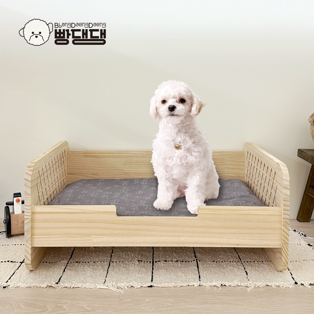 빵댕댕 원목 강아지 침대, 1개, 그레이 47,900원