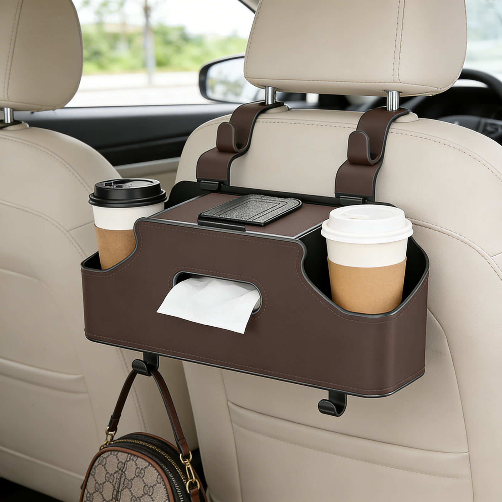 KEMEI 차량용 다용도 시트 수납함 - 뒷좌석 정리 팩 & 컵홀더 트레이 8,400원