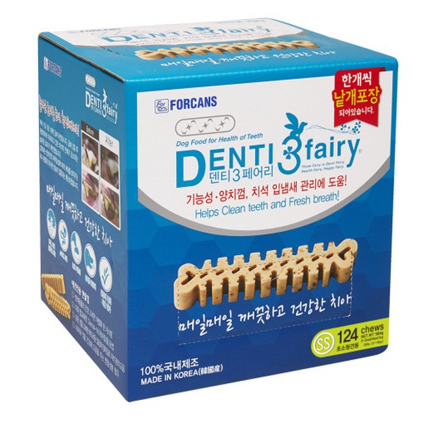 포켄스 덴티페어리 디스펜서 덴탈껌 SS 124개입, 덴티3페어리SS, 584g, 2개 64,000원