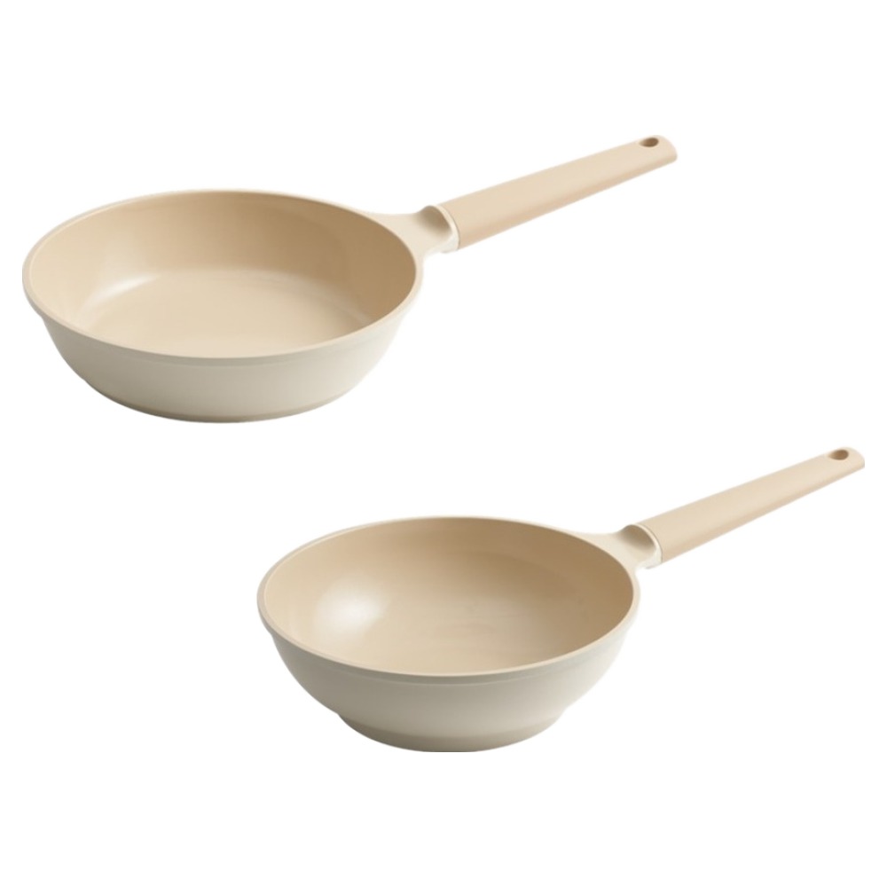 트루쿡 인덕션 IH 세라믹 프라이팬 세트 2개, 베이지, 1세트, 프라이팬 24cm + 궁중팬 24cm 93,000원