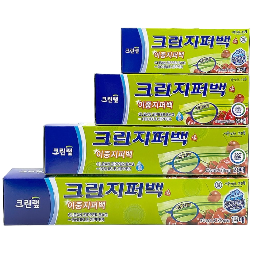 크린랩 크린 이중 지퍼백 미니/소/대/특대 (4set) 묶음 위생 비닐 크린랲, 4개 17,000원