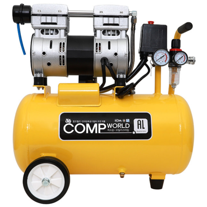 콤프월드 OFSA800-24 휴대용 저소음 무오일 콤프레샤 2.5마력급 탱크용량 24리터 알루미늄탱크, 1개, 본품(배터리없음) 276,000원
