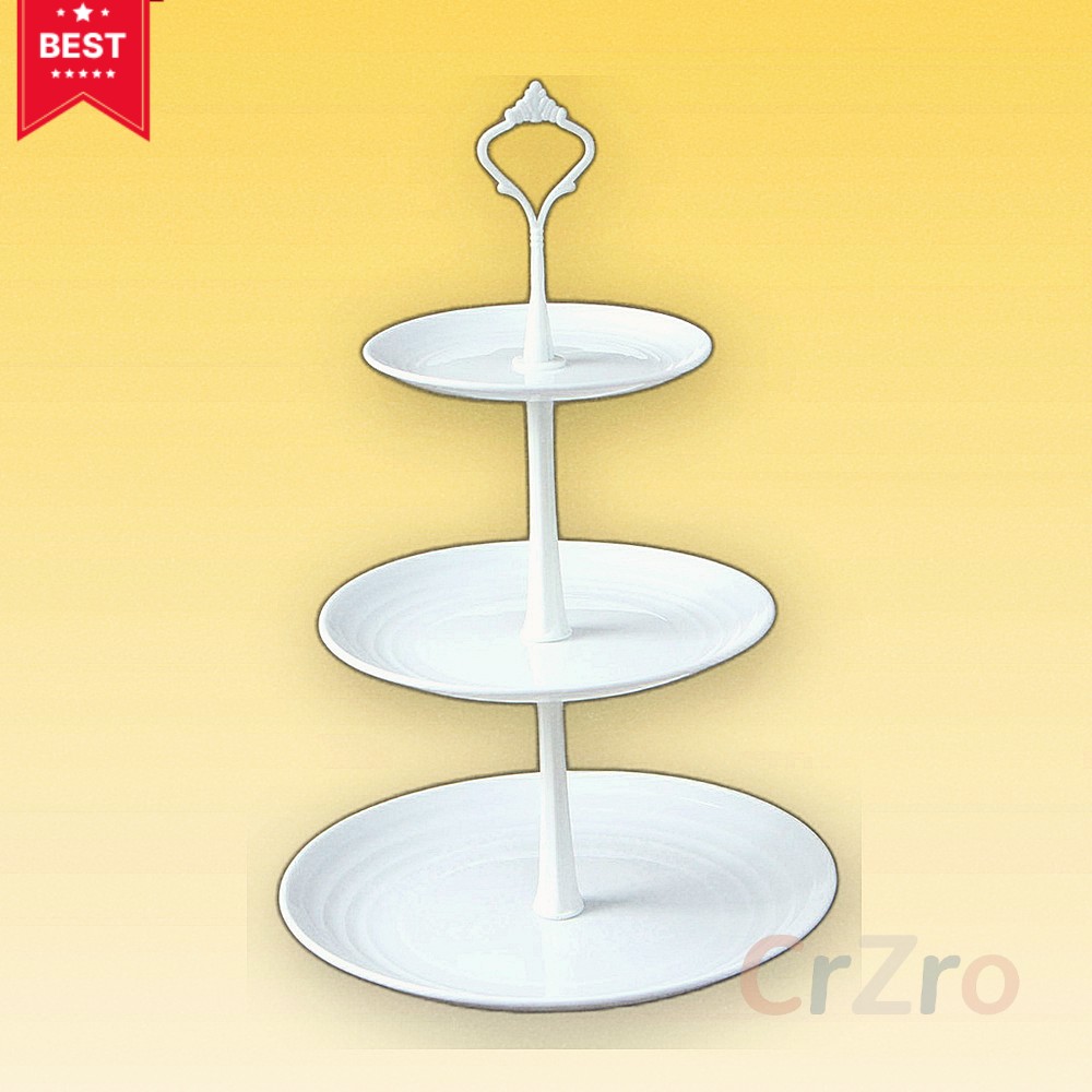 쿠킹홈 오브 3단 디저트 트레이 흰색 접시 애프터눈티 홈카페 플레이팅 파티 케이크 스탠드 10,000원