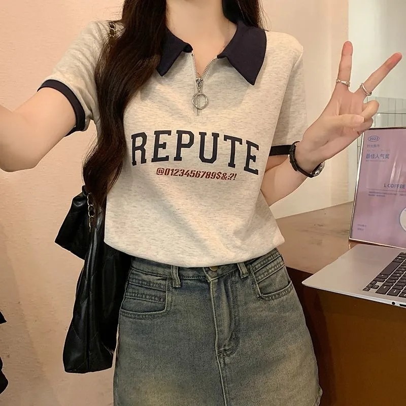 더블유앤케이 여성 여름 카라넥 패치워크 색상 티셔츠 24,800원