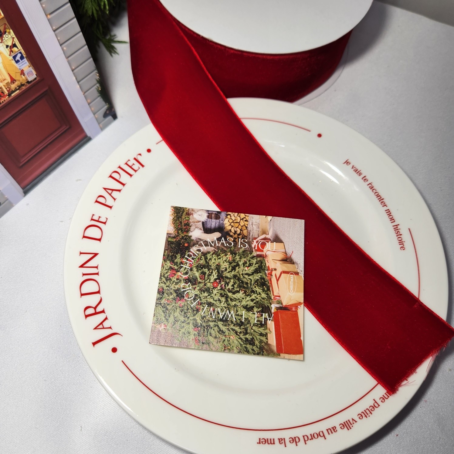 넓은 벨벳 리본 끈 크리스마스 오너먼트 장식 소품 트리 18미터, 레드, 36mm 15,100원