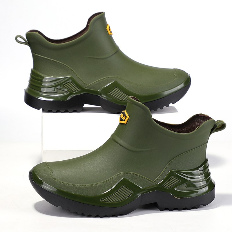 TIMEPURE 신상 트렌디 남성 숏 레인부츠 미끄럼방지 장화 두꺼운 밑창 고무 소재 야외 낚시 건설 작업용 20,900원