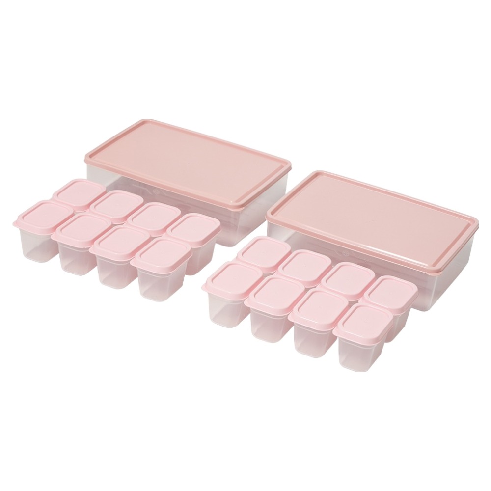 비트리 휘어지는 냉동실 정리용기 세트 시즌2 핑크 2.3L x 2p + 큐브 100ml x 16p, 1세트 36,900원