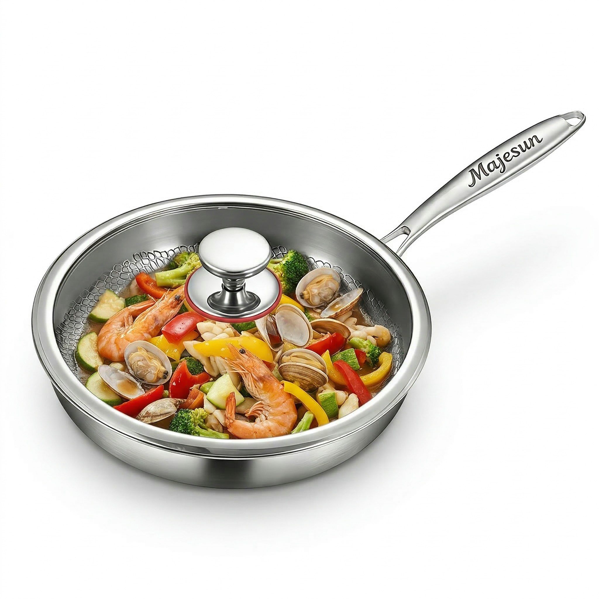 Majesun 무코팅 티타늄 통3중 스텐 후라이팬 인덕션 스텐팬 304 스테인리스 프라이팬, 1개, 26cm 39,900원