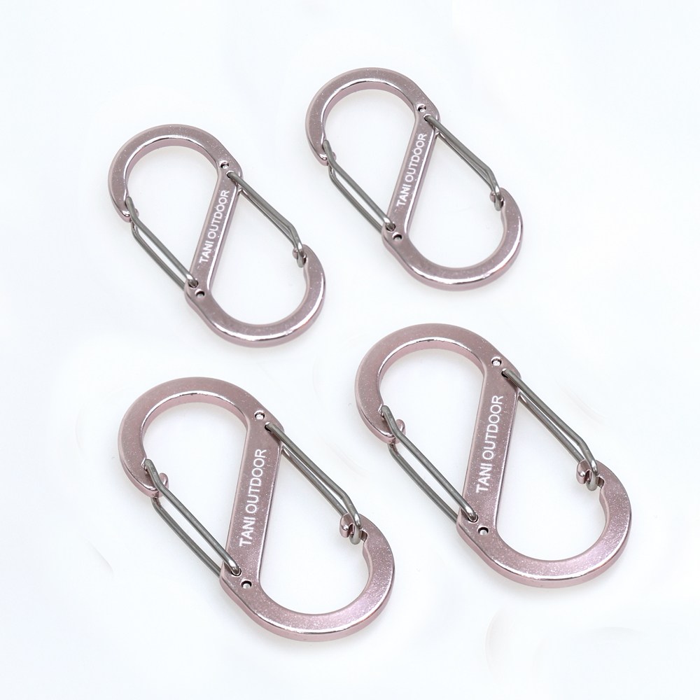 카라비너 대형 중형 소형 D형 S형 고강도 캠핑 비너 차박 타프 텐트 키링, 1세트, 1단, 12_핑크러버세트(총4종) 7,850원