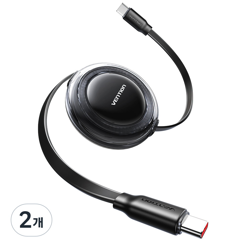 벤션 PD 100W C to C타입 고속 충전 4단 릴 케이블, 2개, 블랙, 1.5m 28,790원