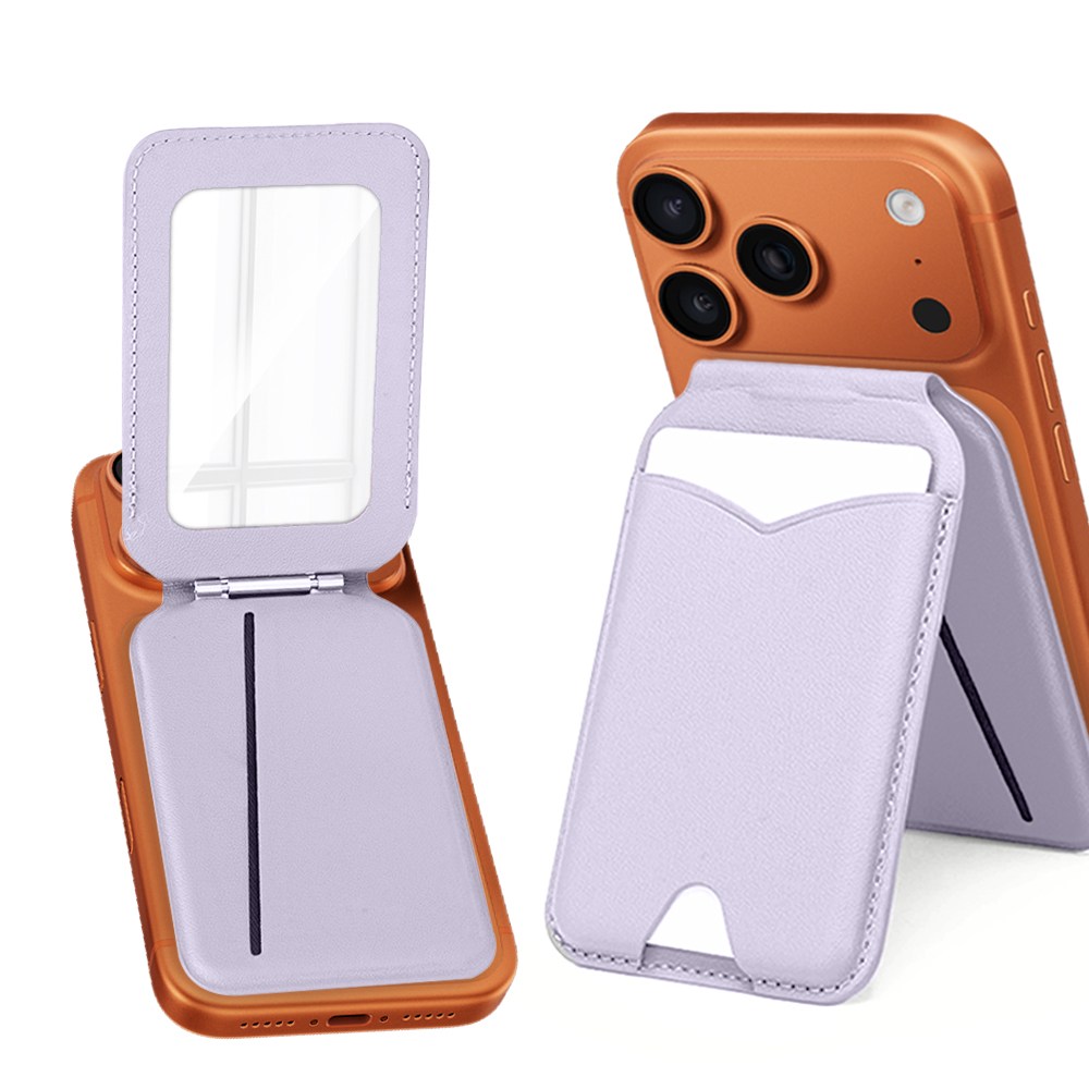 EVOL 강한자력 맥세이프 3장수납 스탠드 가죽 거울 카드지갑 거치대, 1개, 라벤더 퍼플 17,200원