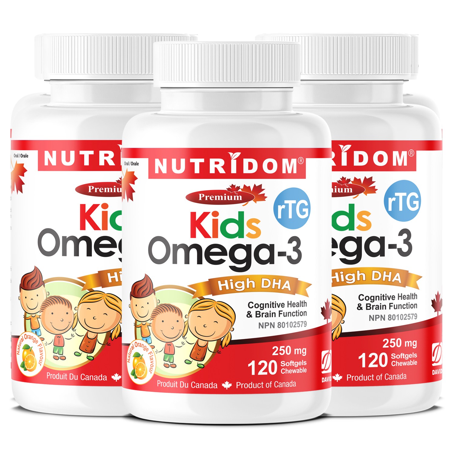 뉴트리돔 키즈 오메가3 고함량DHA 츄어블 어린이 Kids Omega-3 High DHA Chewable 120소프트젤 캐나다 직구, 3개, 120정 100,000원