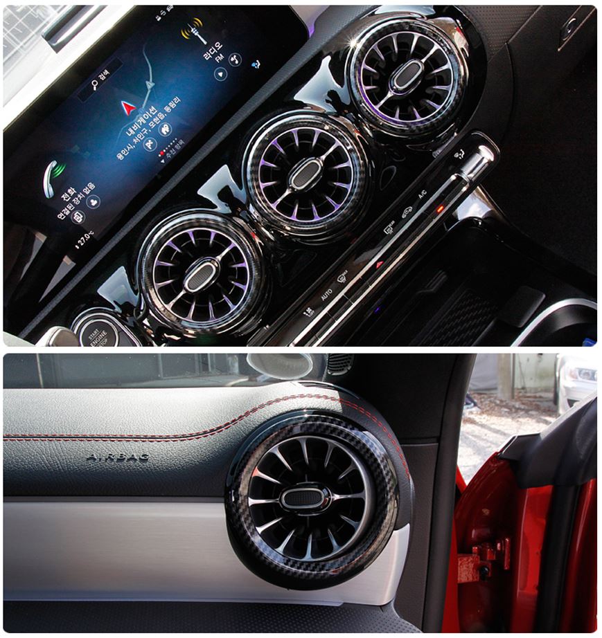 [모터스파이] 벤츠 호환 CLA클래스 C118 센터 원형 송풍구 카본 커버 포인트 몰딩 5P 33,000원