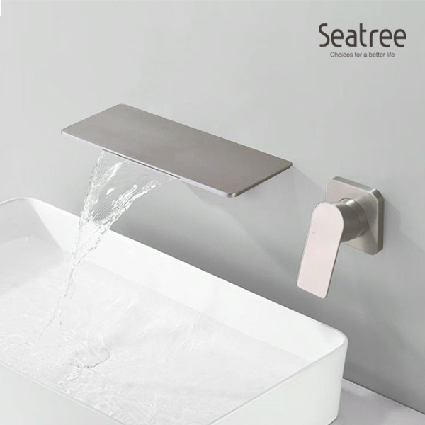씨트리 2홀 벽매립 폭포수 선반형 세면 수전 ST-1508, 실버계열, 1개 340,000원