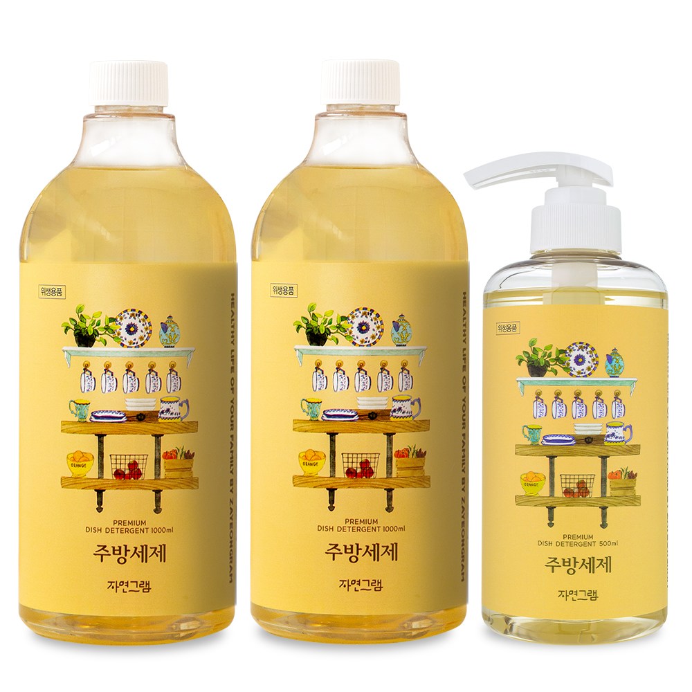 자연그램 주방세제 리필 1000ml 2개 + 본품 500ml 1개, 1세트 29,600원