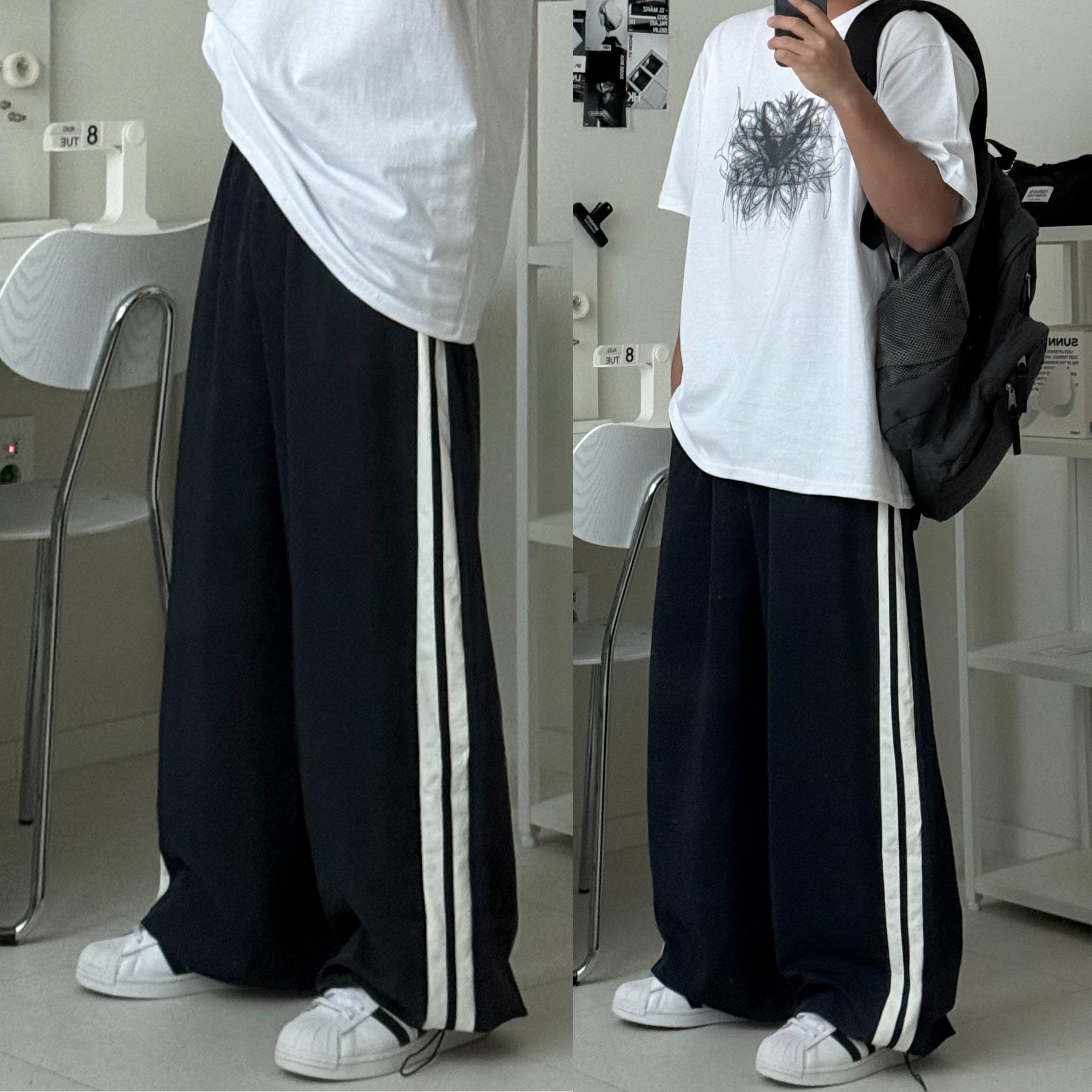 르위 나일론 트레이닝팬츠 와이드 스트링 조거바지 밴딩 빅사이즈 20,900원