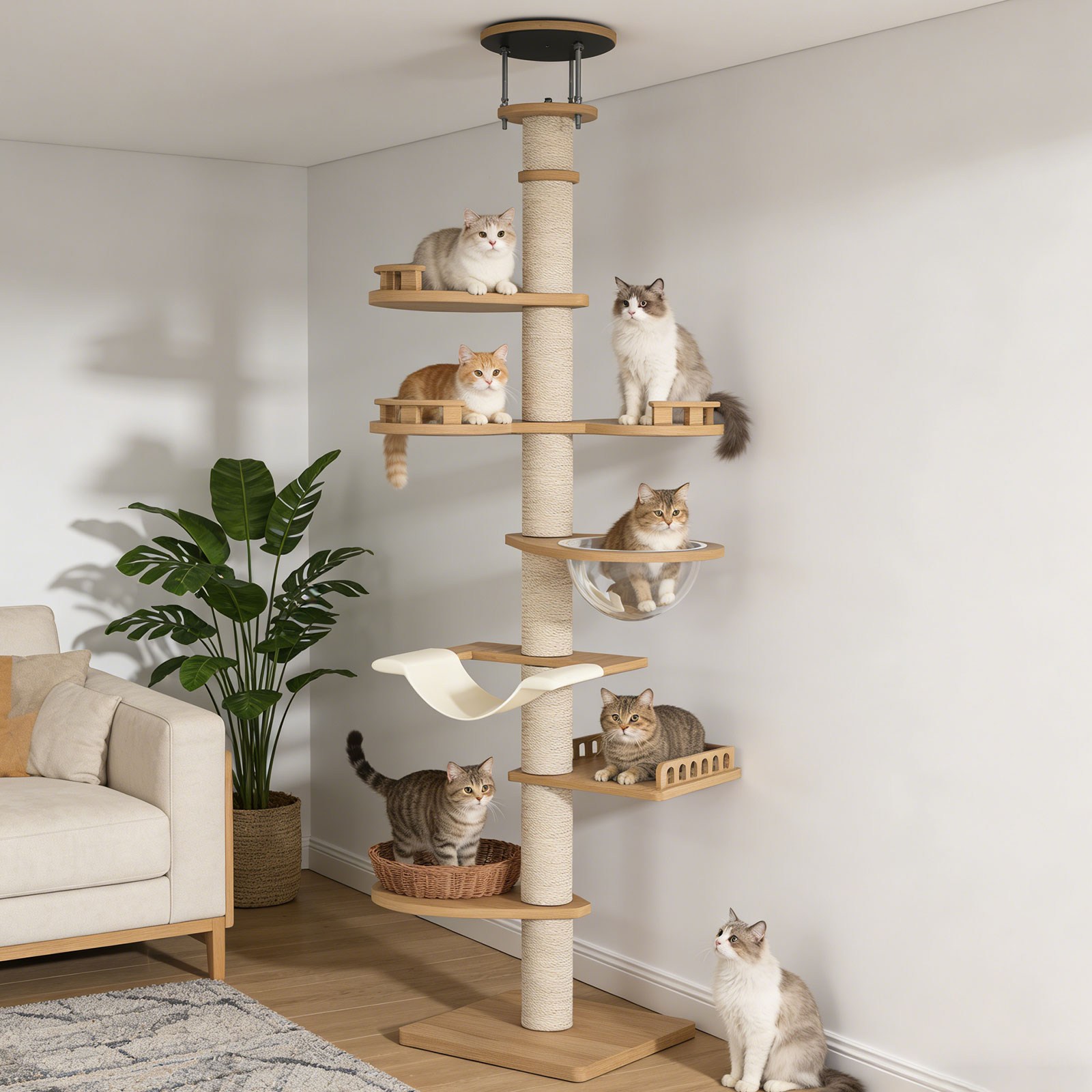 키루에 대형 캣타워 원목 대형 고양이 점프대 튼튼한 다기능 직조 캣타워, 삼끈 모양, 1개 149,900원