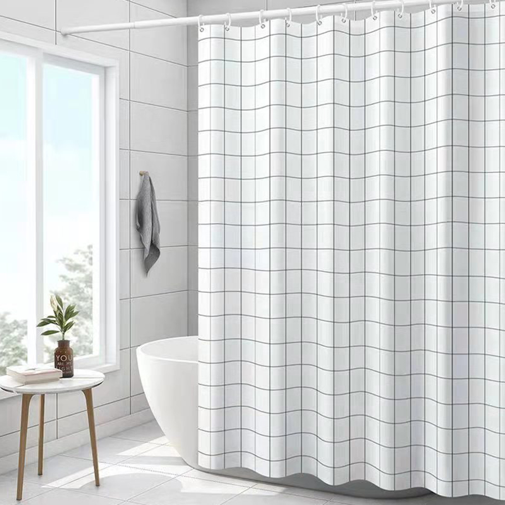 누리아띠 PEVA 위생 고리형 방수 욕실 공간분리 샤워커튼, 흰색 그리드, 1개 9,980원