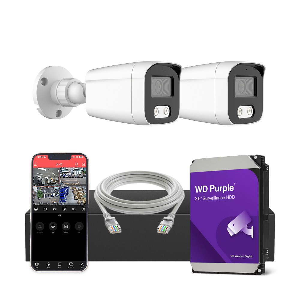 [하드 1TB 포함] HNTek 800만화소 IP CCTV 세트 (4채널 NVR + 실내/실외 PoE 카메라 + UTP케이블 20M) 373,000원