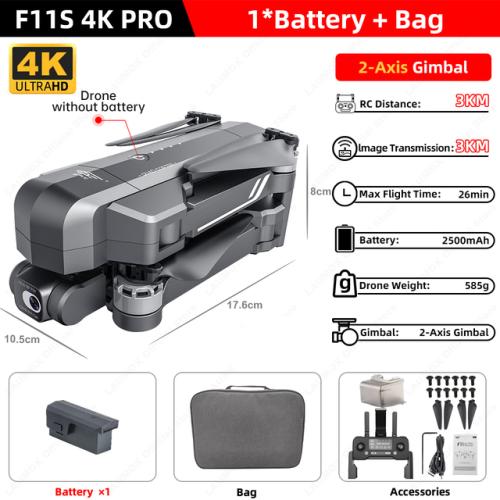 SJRC F11  F11S 4K 프로 GPS 드론 전문 5G 와이파이 2 축 짐벌 카메라 포함 3km RC 접이식 브러시리스 쿼드콥터 307,220원