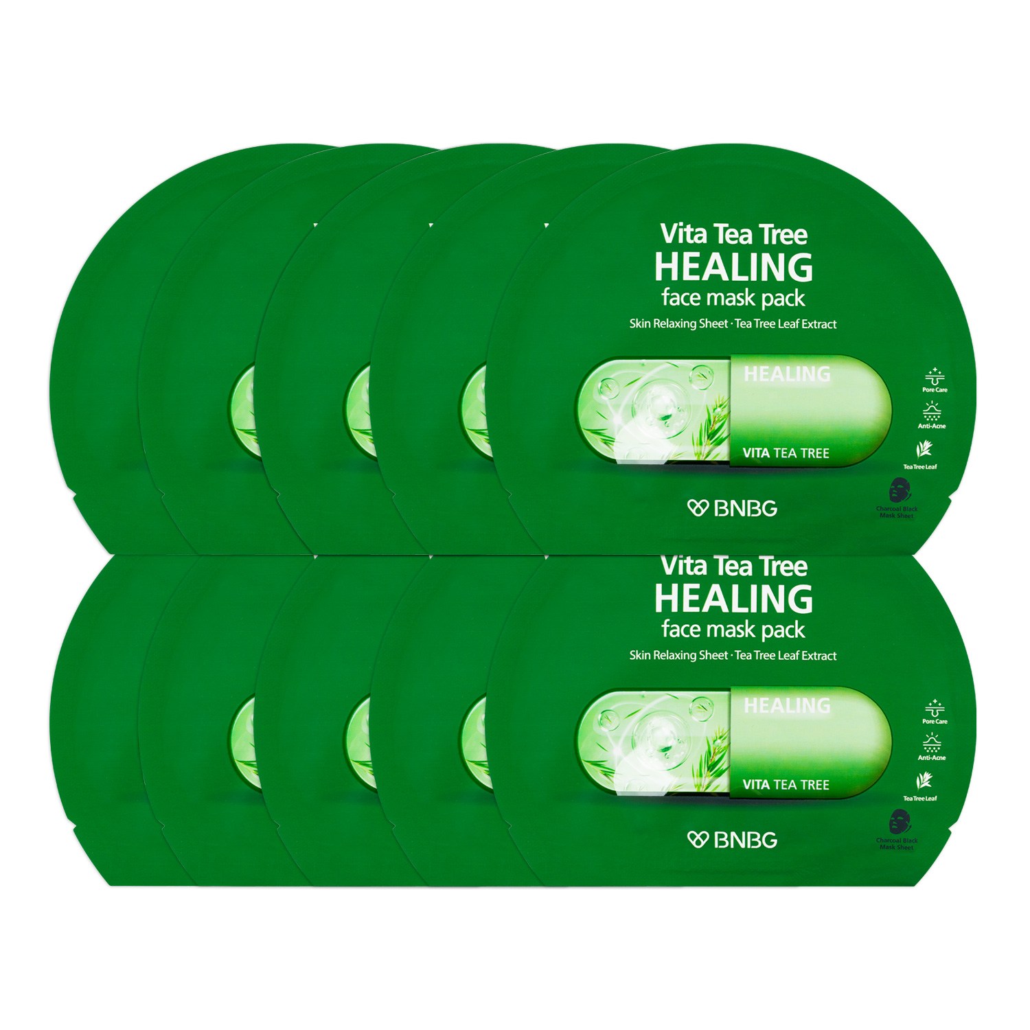 비앤비지 비타 티트리 힐링 페이스 마스크팩 진정 재생 비장탄 숯 팩 에센스 30ml 시트 마스크/팩, 1개, 10개입 17,500원