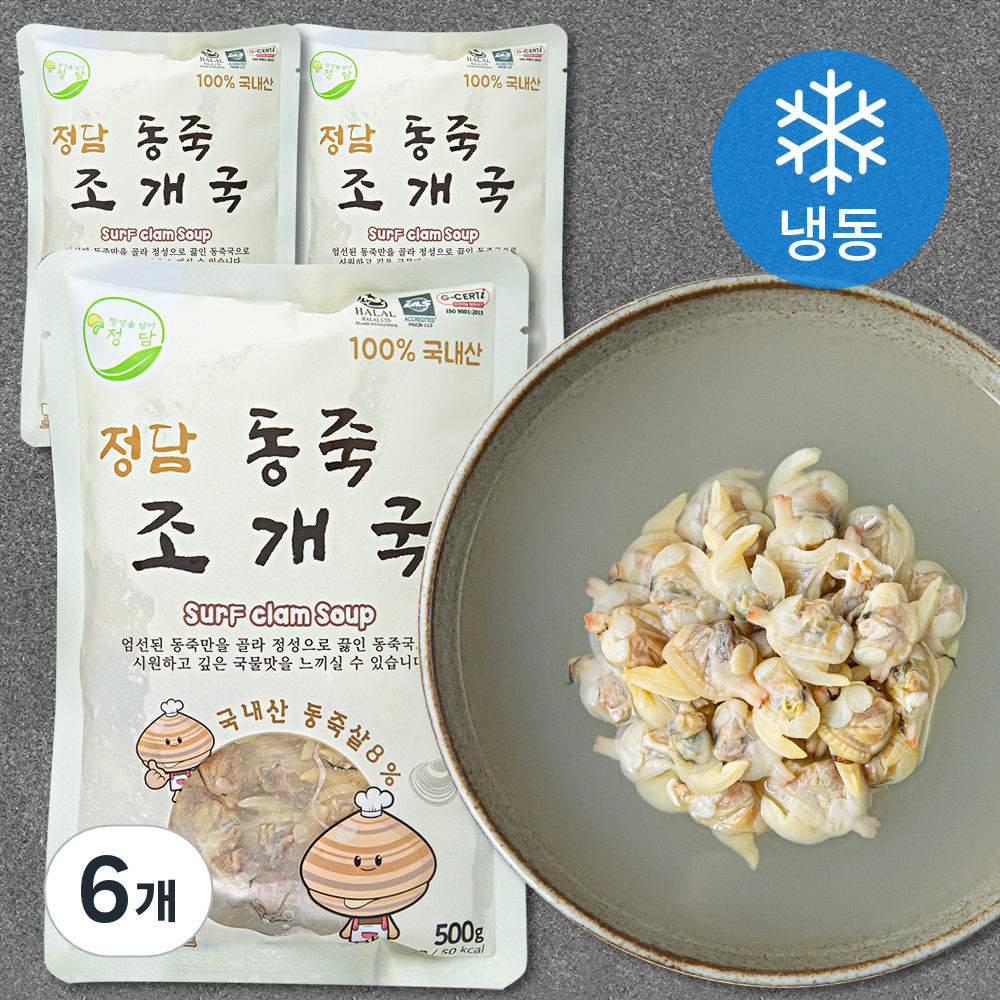 [로켓프레시] 정담 동죽 조개국 (냉동), 6개, 500g 37,500원