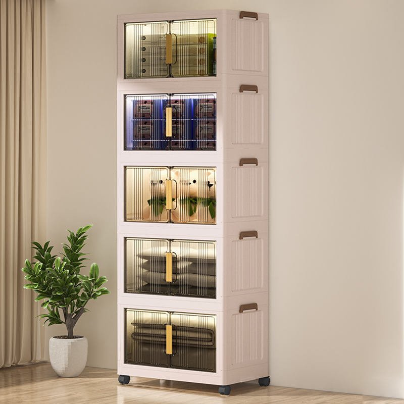 Paradoma 수납장 무설치 접이식 다용도 수납장 양문 이동식 플라스틱 수납장  리빙박스 폴딩 정리함 폴딩박스 89,900원