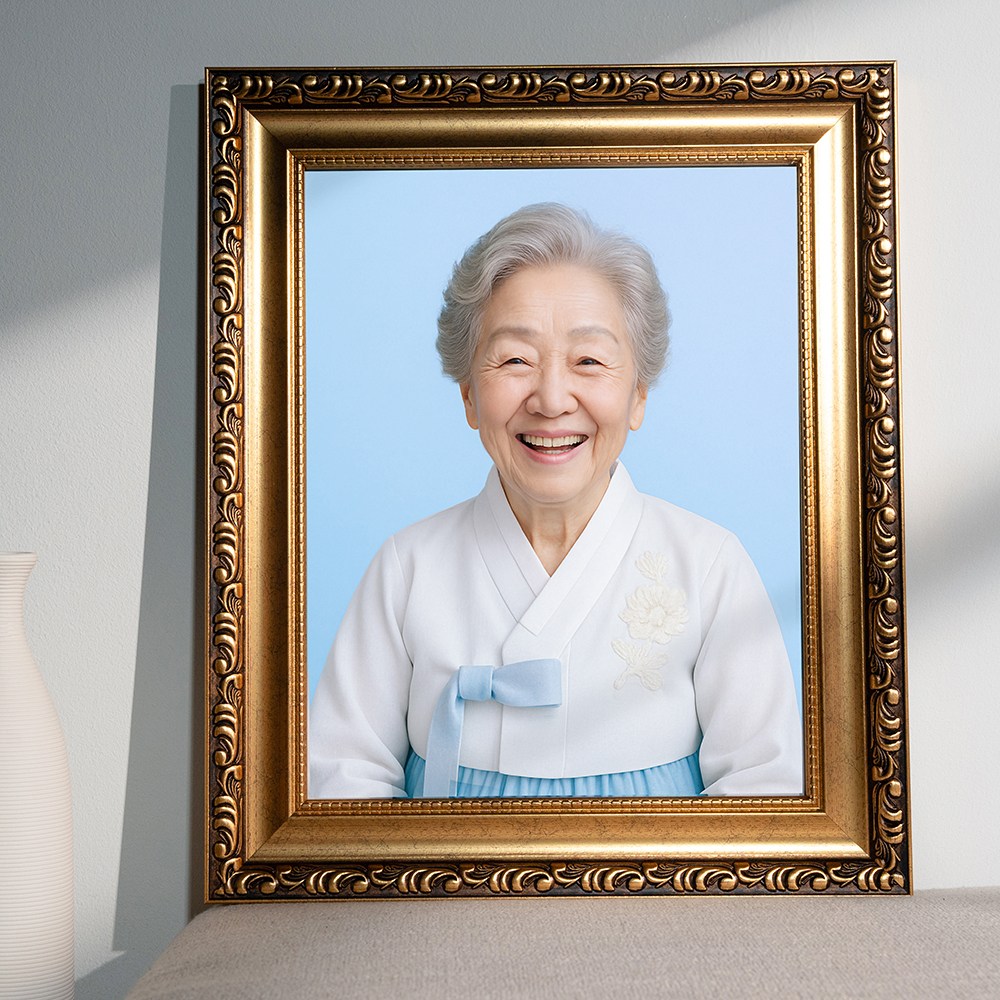 영정사진 장수사진 반무광 라미코팅 액자제작 장례용 차례용 보정 전문가 합성 복원 (당일제작), 1개, 골드엘레강스 59,000원