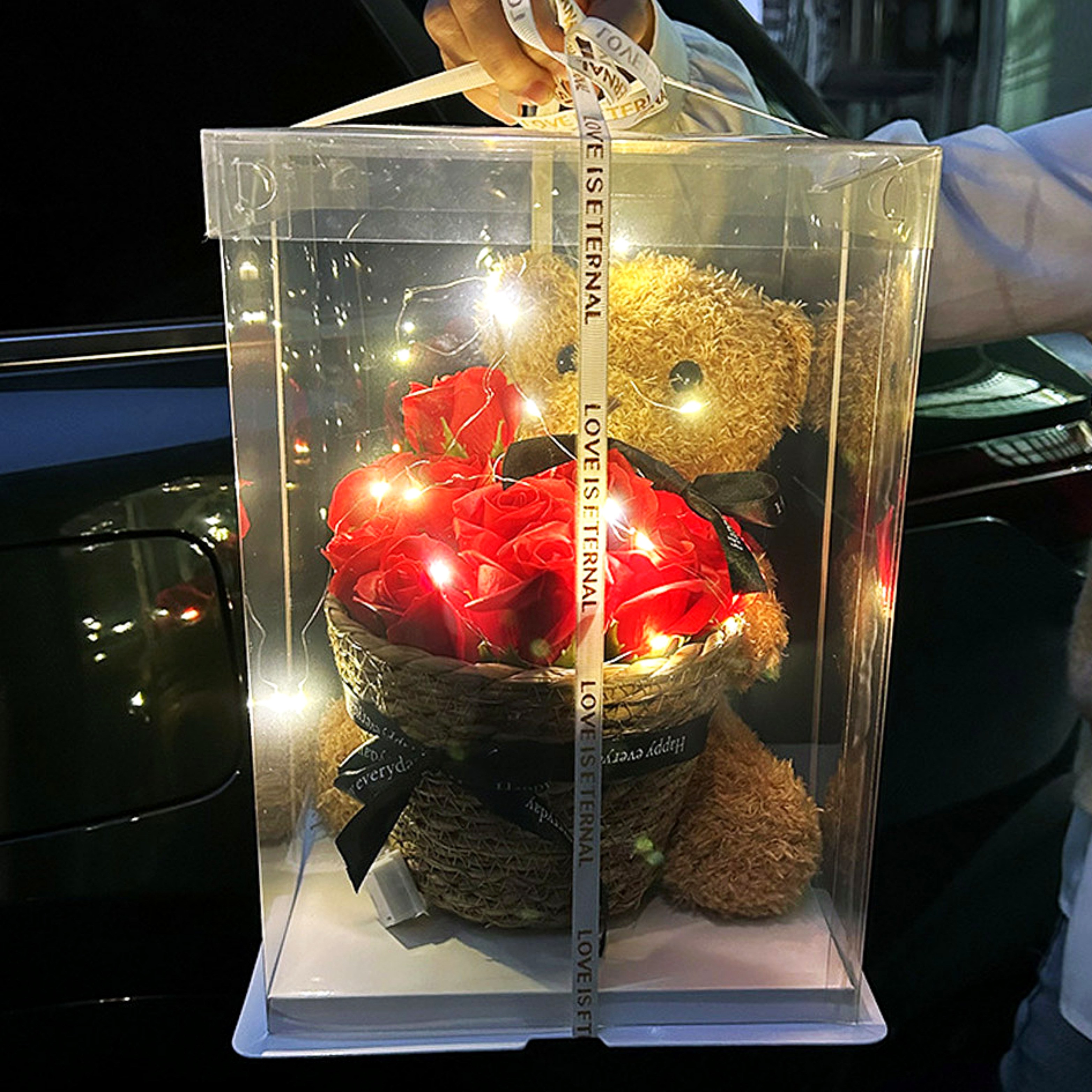 아르띠콜로 LED 곰인형 장미 꽃 바구니, 레드, 1개 28,900원