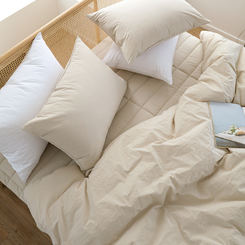 베이직톤 국내산 핸드메이드 손누빔 광폭 고밀도 순면 호텔식 차렵이불 세트 84,800원