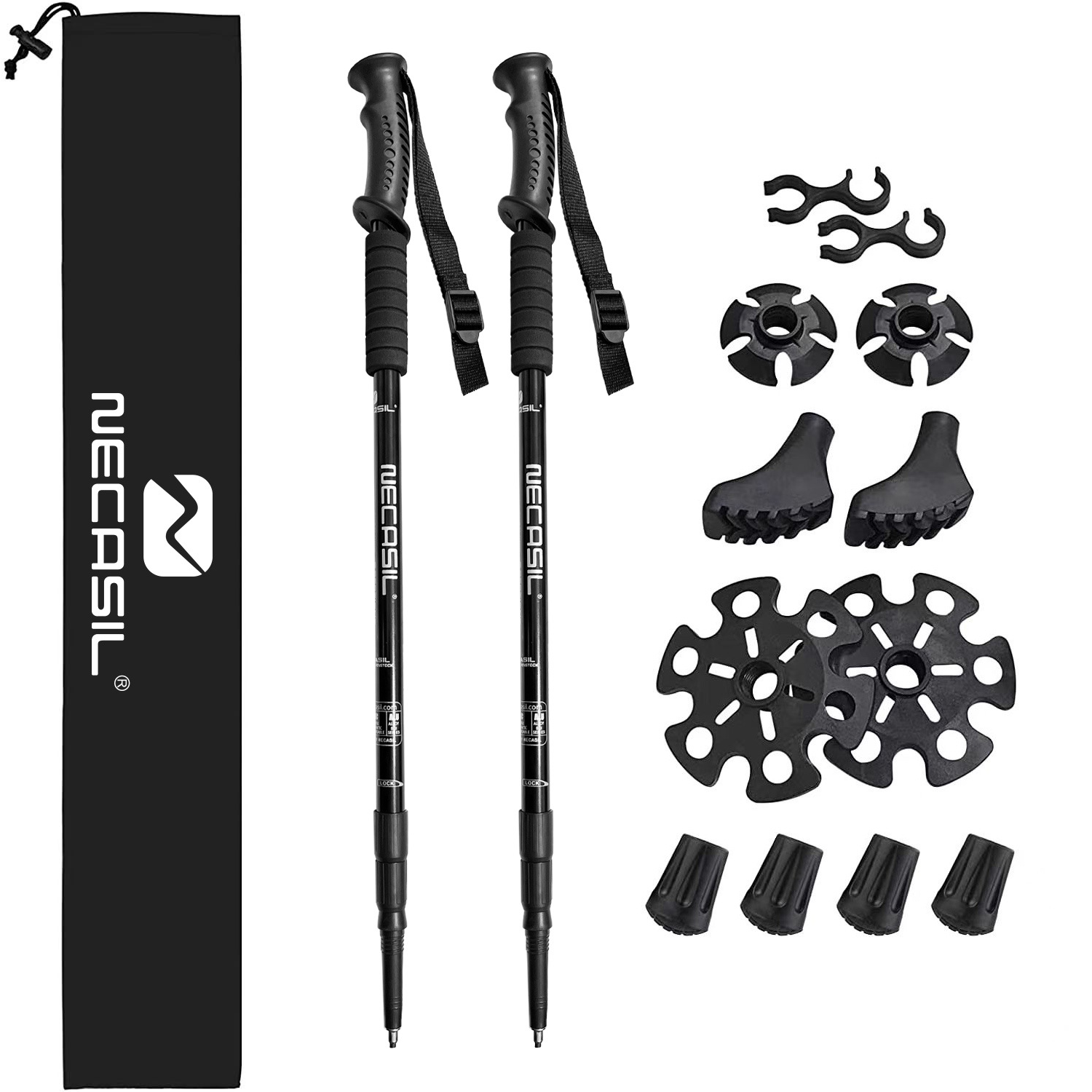 3단 초경량 등산 스틱(2개) + 스틱 커버, 알루미늄 합금 소재, 강력한 지지력, 남녀 공용, 다양한 환경에 맞춰 교체 가능한 부품 제공, 1세트, 검정색 20,900원