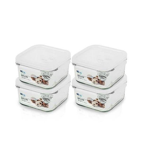 글라스락 화이트에디션 정사각 490ml 4조 세트 17,500원