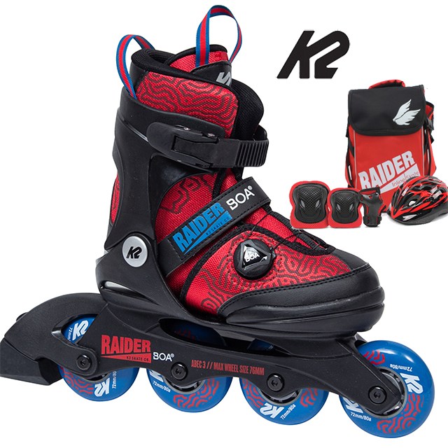 K2 레이더 2025년 정품 아동 인라인+가방+보호대+헬멧 326,000원