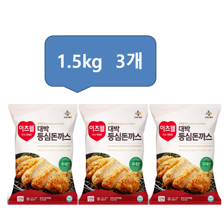 [패밀리푸드] CJ 이츠웰 등심대박돈까스 1.5kg 3개묶음, 1.5kg 47,890원