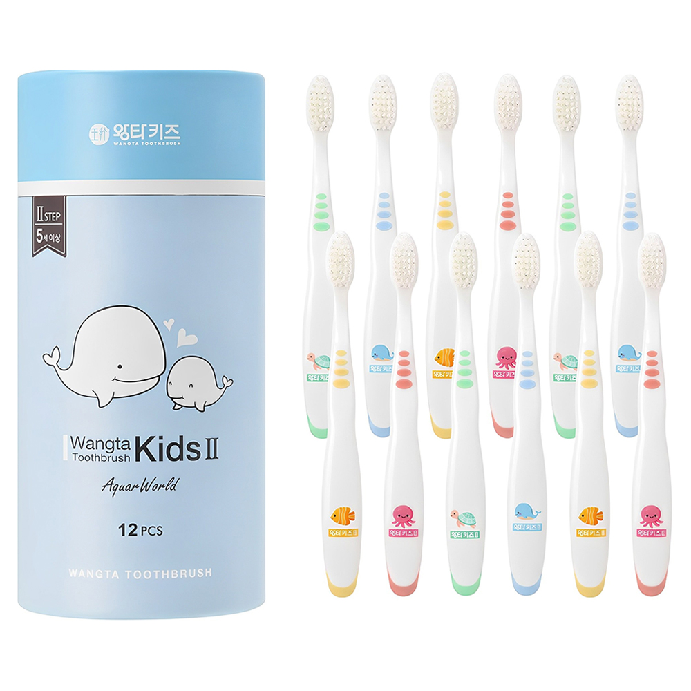 왕타 아쿠아월드 2호 어린이 칫솔, 혼합색상, 12개입, 1개 12,000원