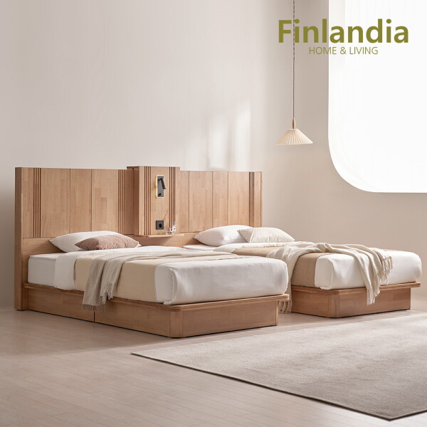 [핀란디아] 마로네 원목 트윈 평상형 슈퍼싱글침대SS(침대2개)+무빙월 2,100,000원