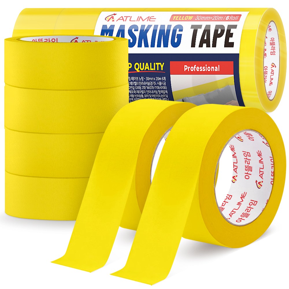 아뜰라임 도장 커버링 종이 컬러 마스킹 테이프 노랑 30mm x 20m 11,980원