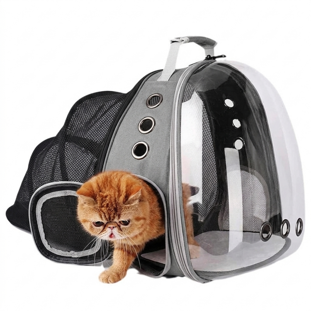 강아지 고양이 이동가방 투명 우주선 백팩 확장형 반려동물 외출가방 애견 이동장, 1개, 그레이 38,200원