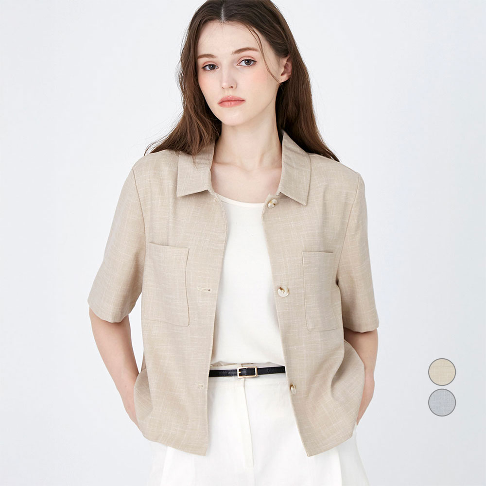 ELLE PARIS 여성용 체스트포켓 반팔 트위드 자켓 21,900원